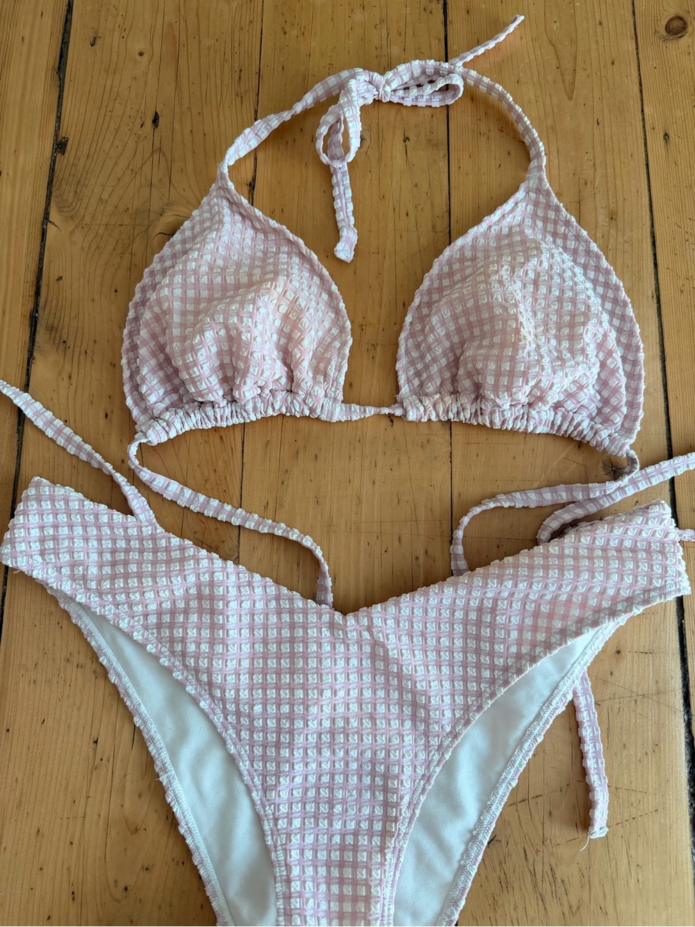 Abercrombie & Fitch Light Pink Textured Triangle Bikini